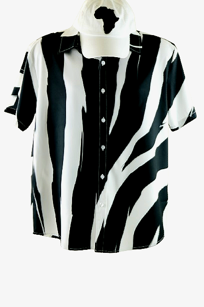 Unisex  Black and White Button up Shirt