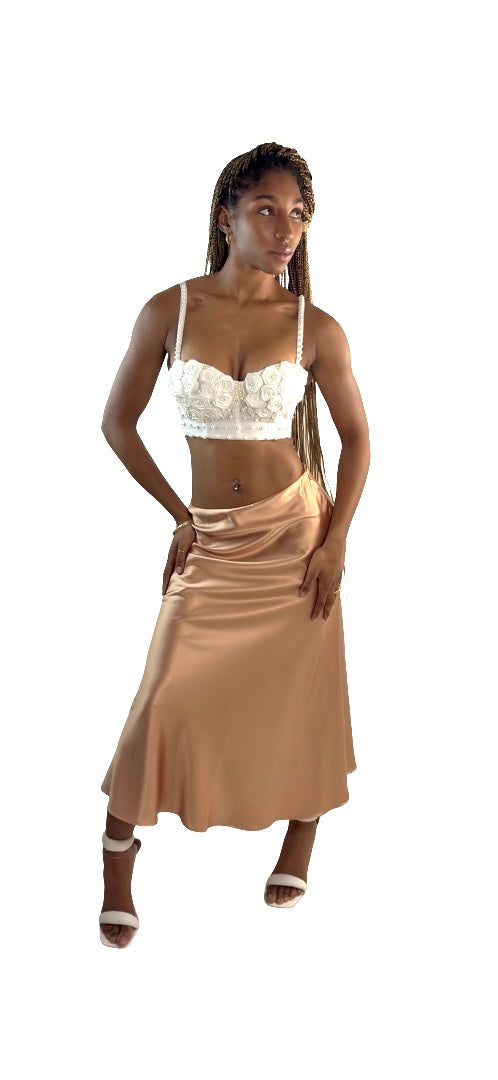Gold Elegance High Waisted Skirt