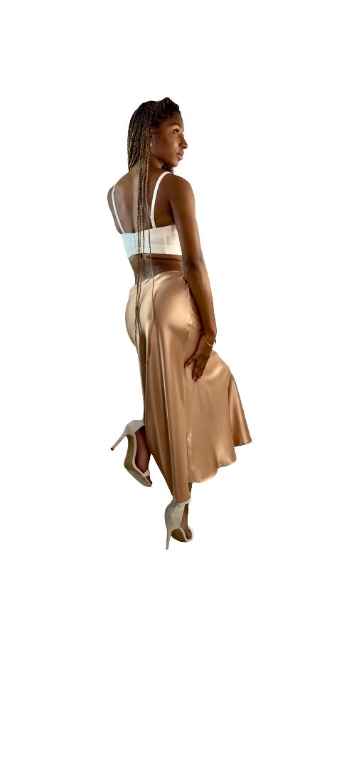Gold Elegance High Waisted Skirt